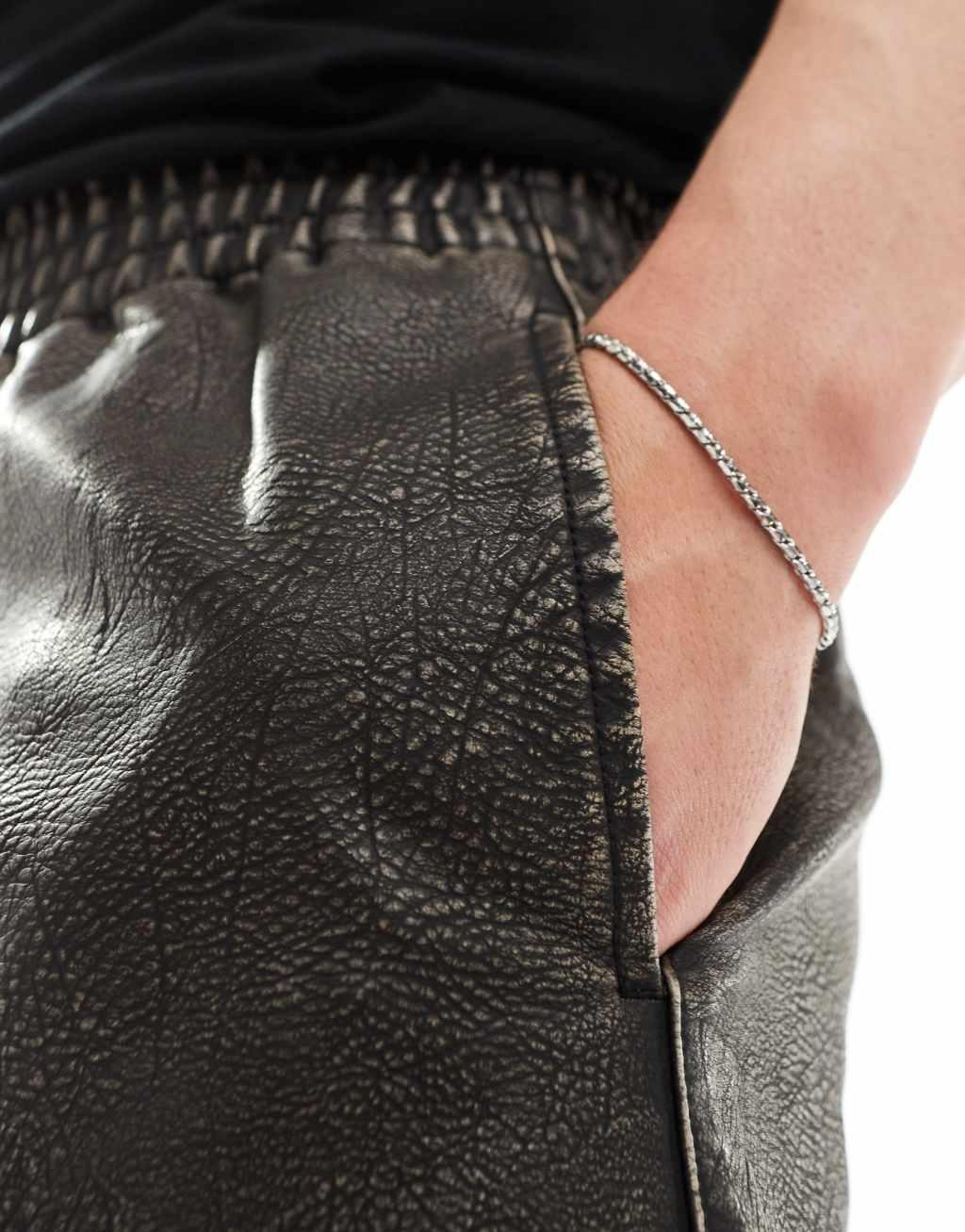 ASOS DESIGN short in heavy washed leather look Product Image