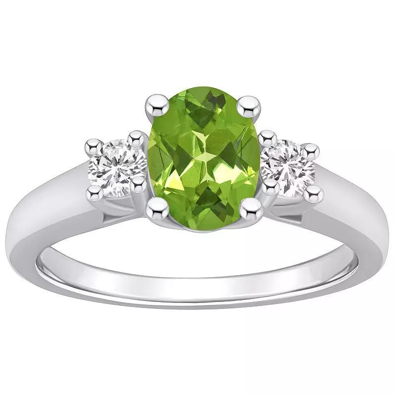 Alyson Layne 14k White Gold Oval Cut Peridot & 1/4 Carat T.W. Diamond Ring, Women's, Size: 5, Green Product Image