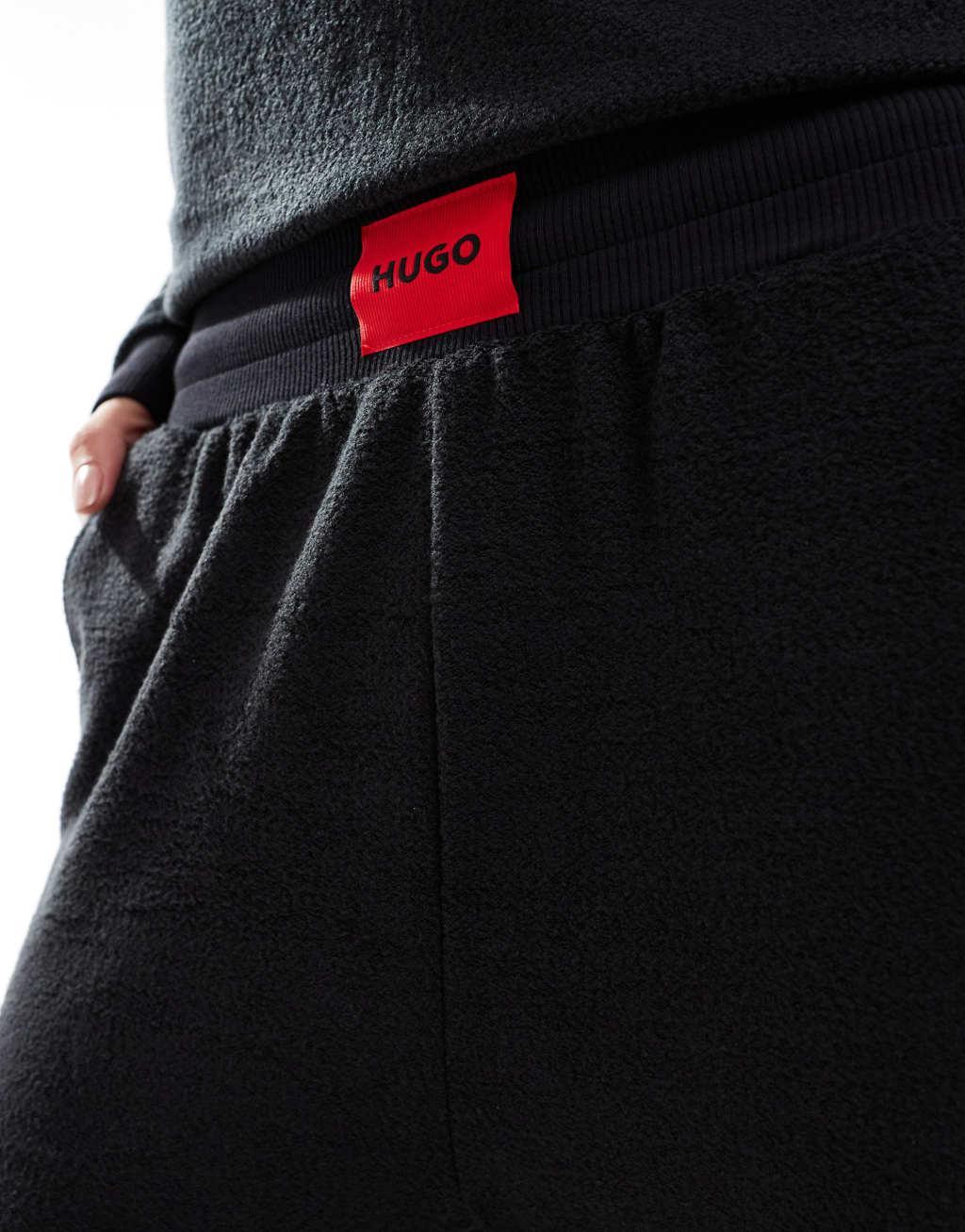 HUGO Bodywear snoozie sweatpants in black teddy fleece - part of a set Product Image