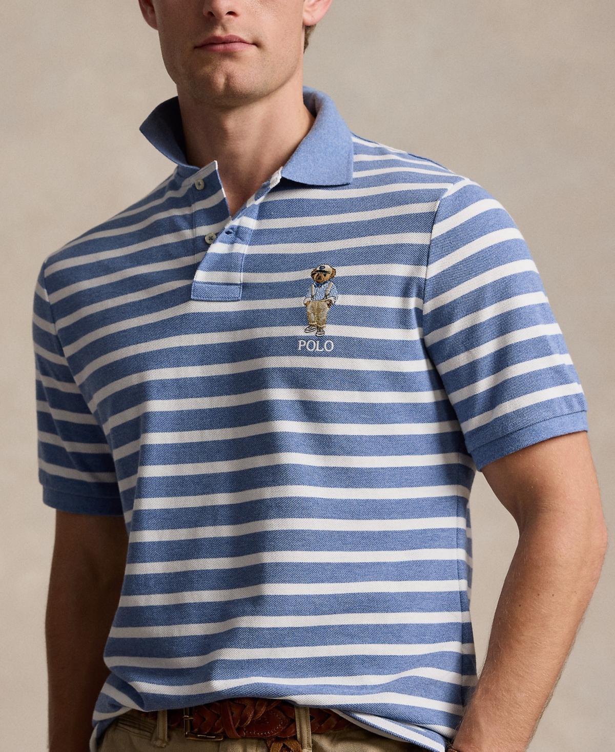 Men's Custom Slim Fit Polo Bear Polo Shirt In Latic Blue Heather Product Image