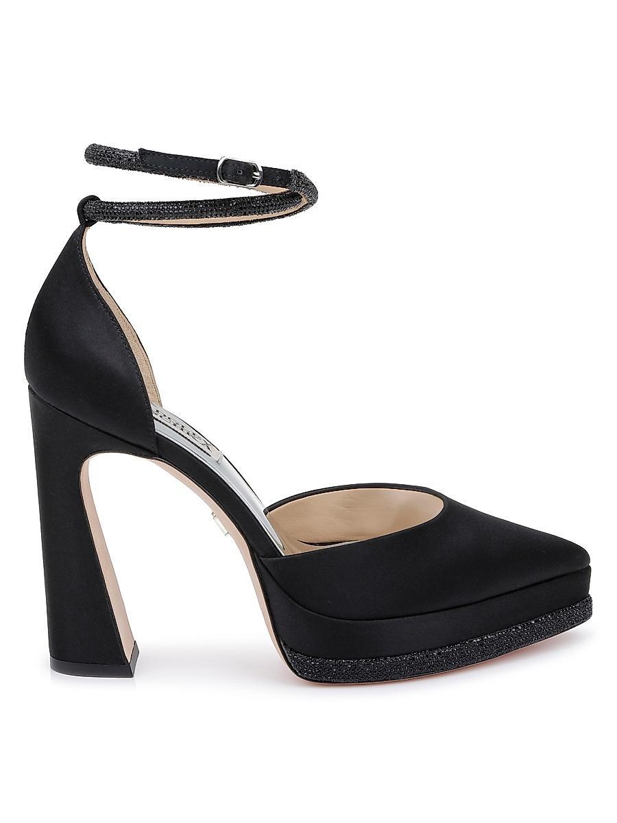 Badgley Mischka Eliana Platform Embellished Satin Pumps Product Image