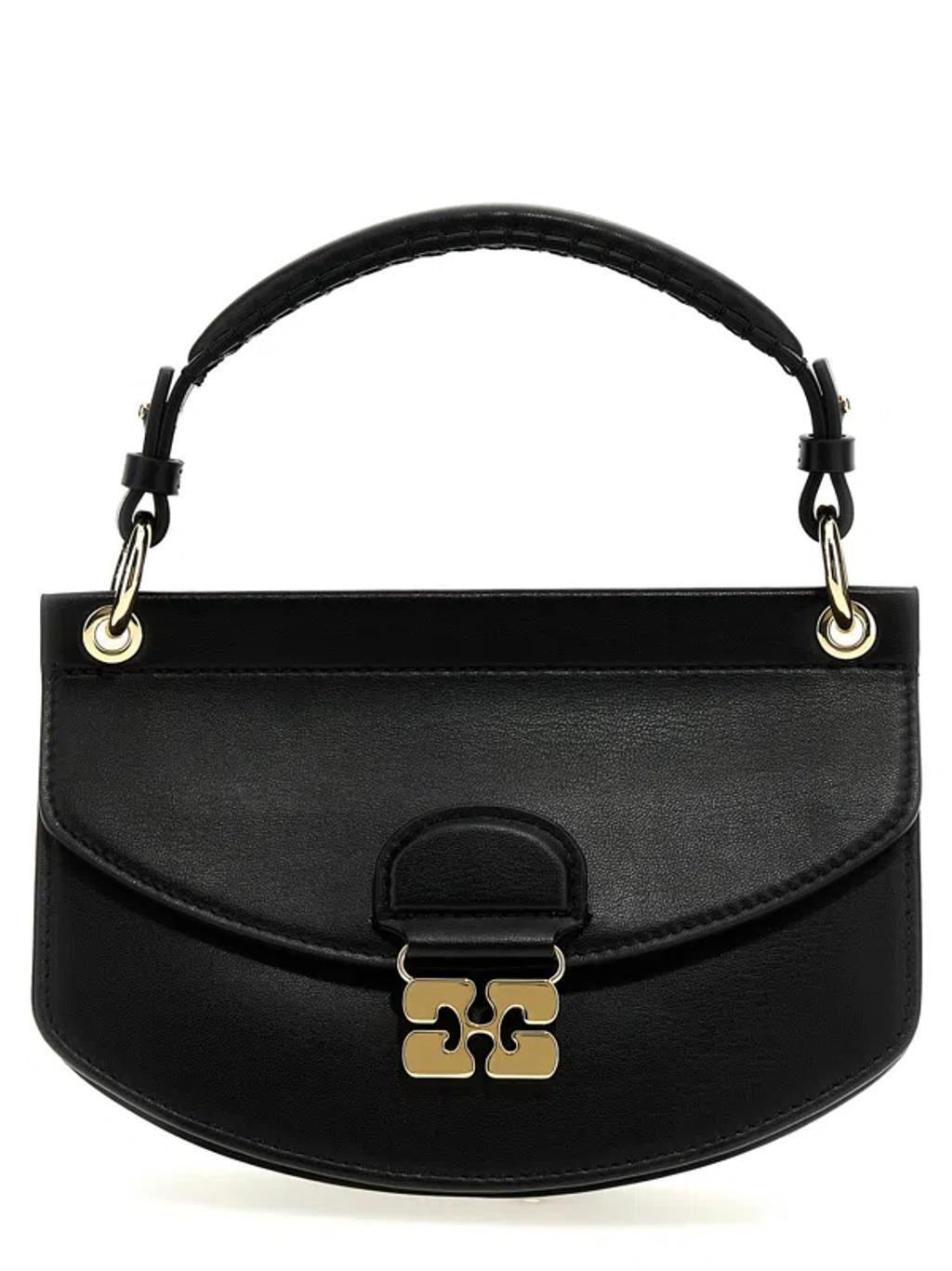 GANNI Womens Black Apo-g Mini Leather-blend Top-handle Bag Product Image