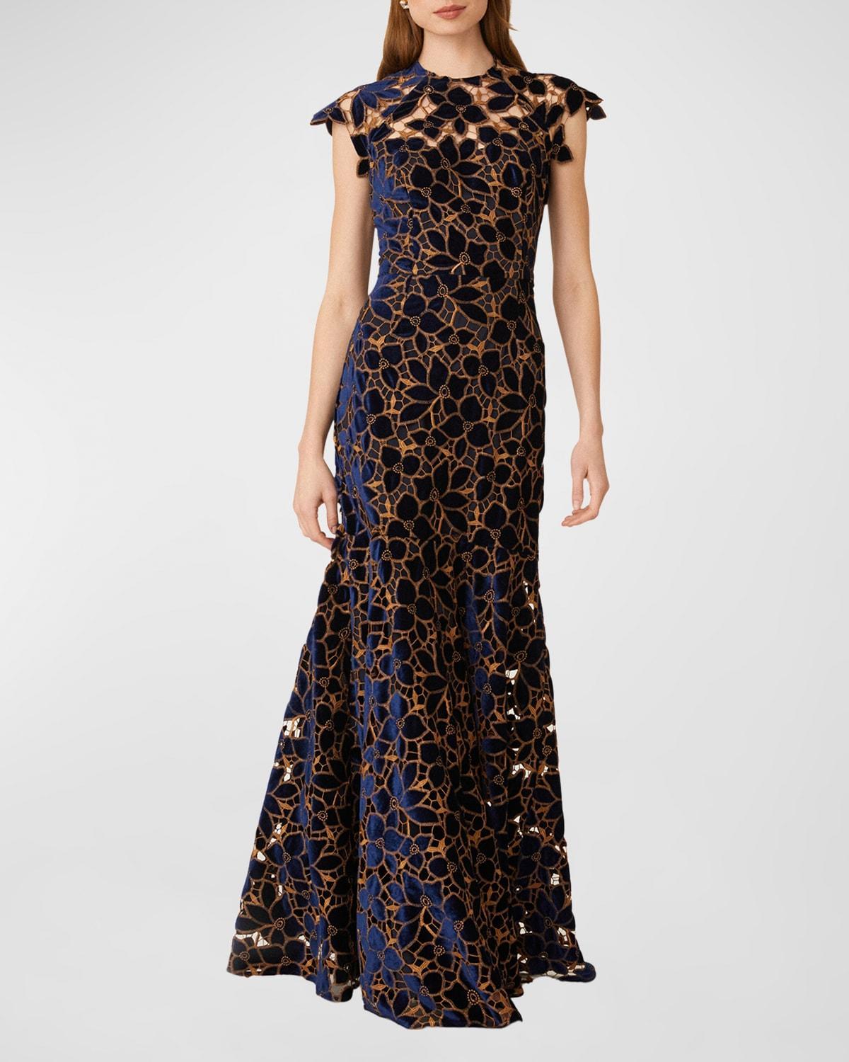 Womens Carlotta Floral Velvet Gown Product Image
