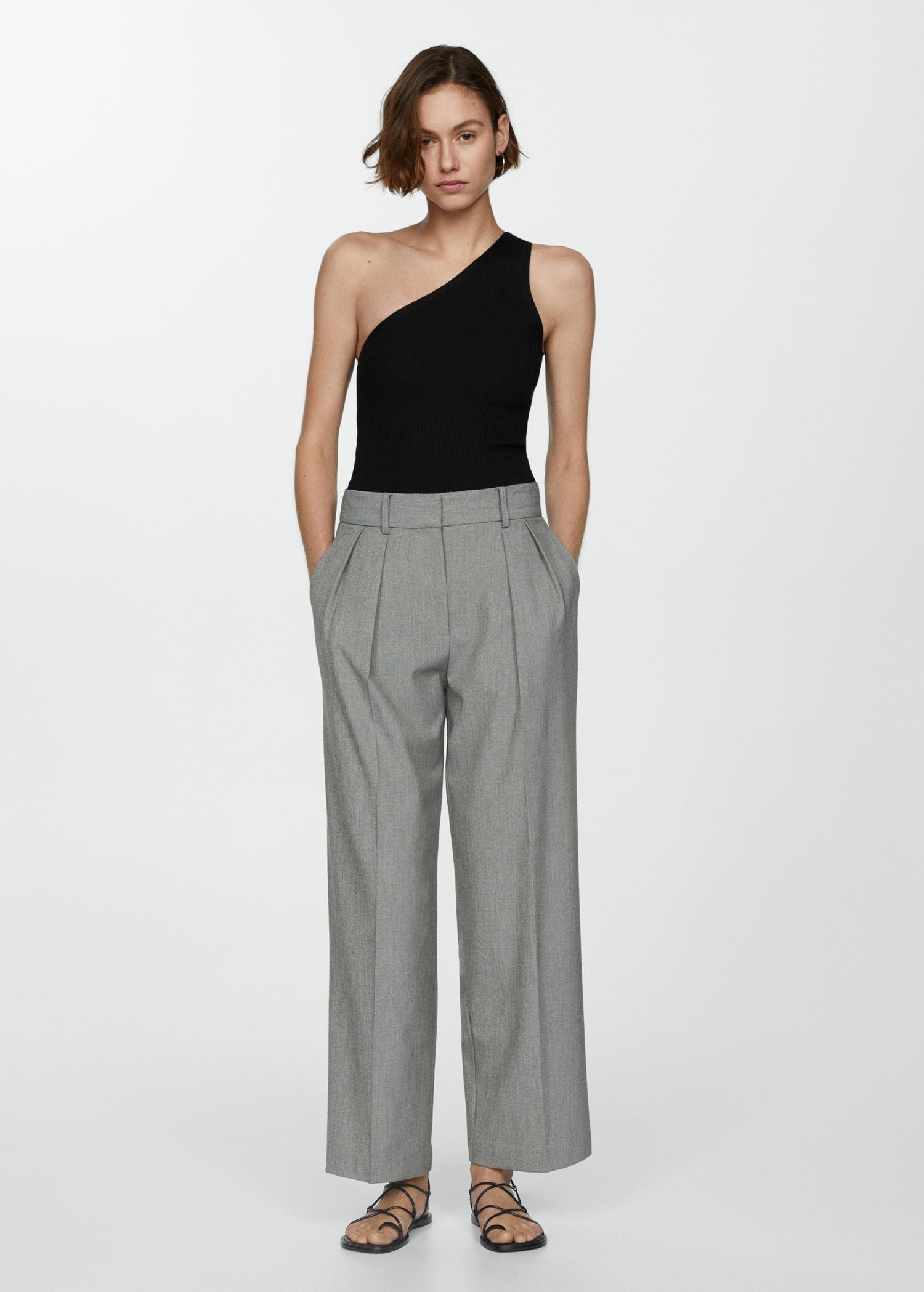 Knit asymmetric top - Women | MANGO USA Product Image