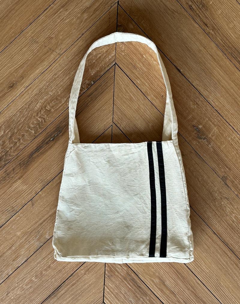 Pardi Canvas Bag in Ecru with Black Stripe Female Product Image