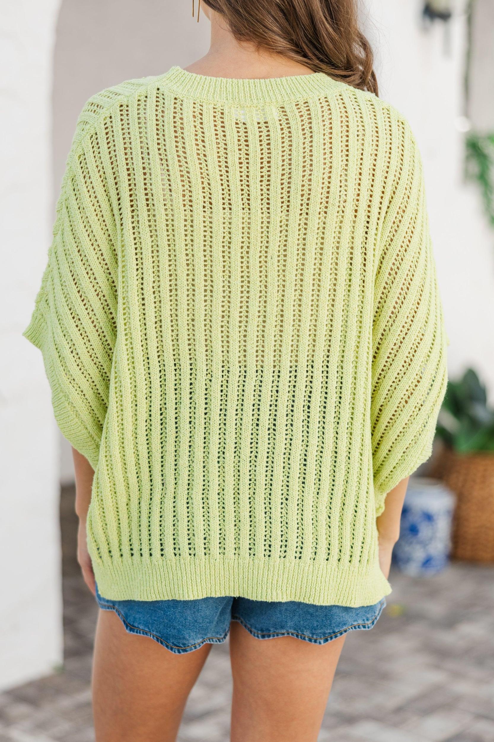 Right Where You Are Avocado Green Loose Knit Sweater Female Product Image
