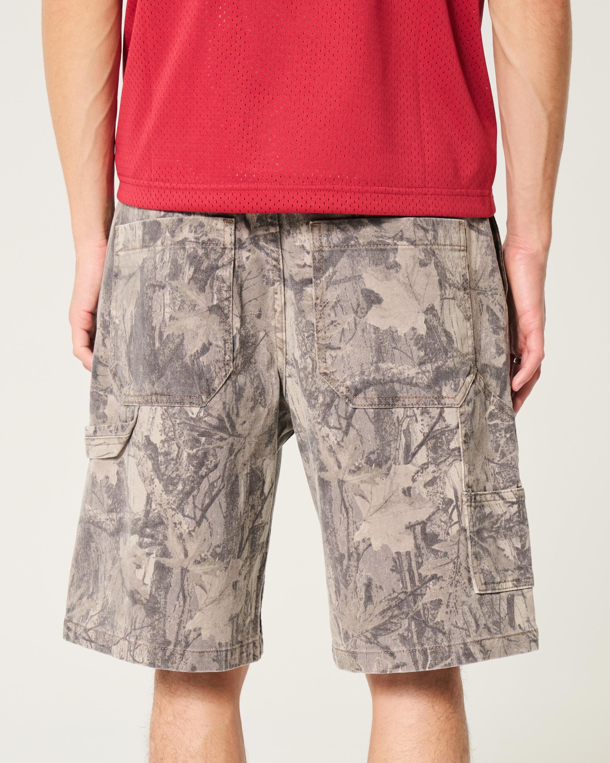 Washed Black Baggy Denim Shorts Product Image