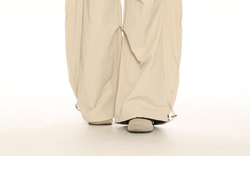 Mid Rise Lettering Wide Leg Pants Product Image