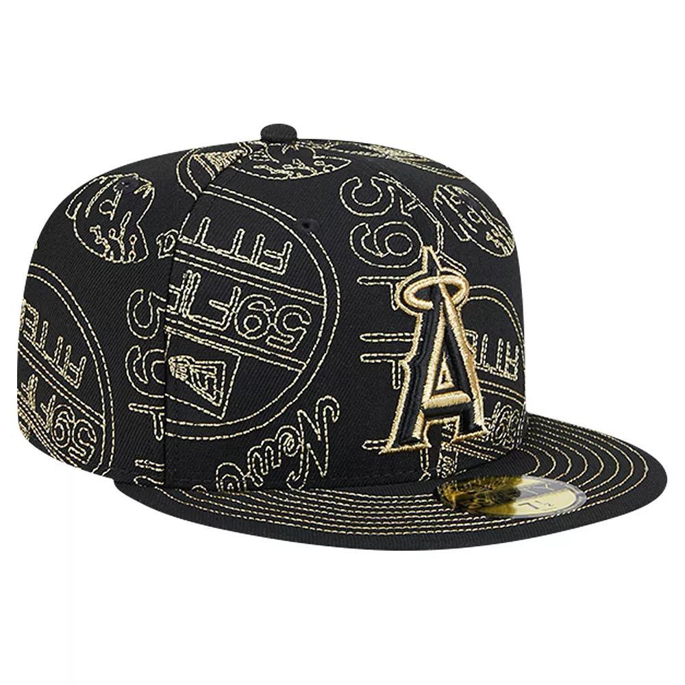 Men's New Era Black Los Angeles Angels 59FIFTY Day Allover Fitted Hat, Size: 7 7/8 Product Image