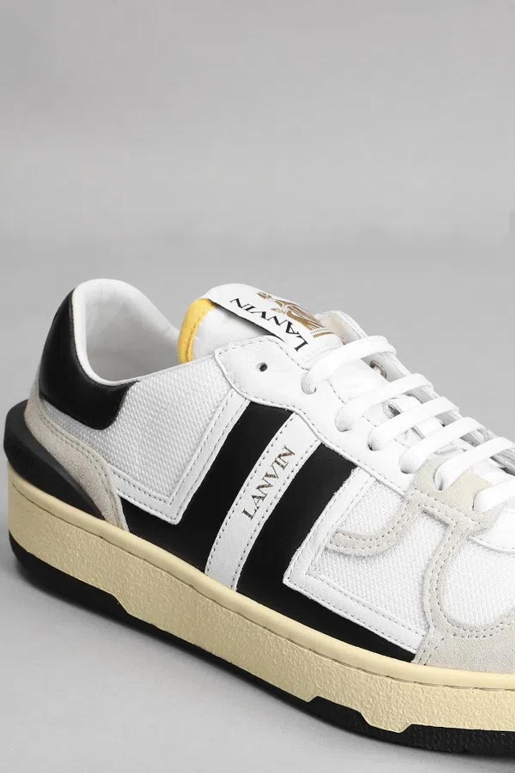 LANVIN Black And White Leather Clay Low Mesh Sneakers Product Image
