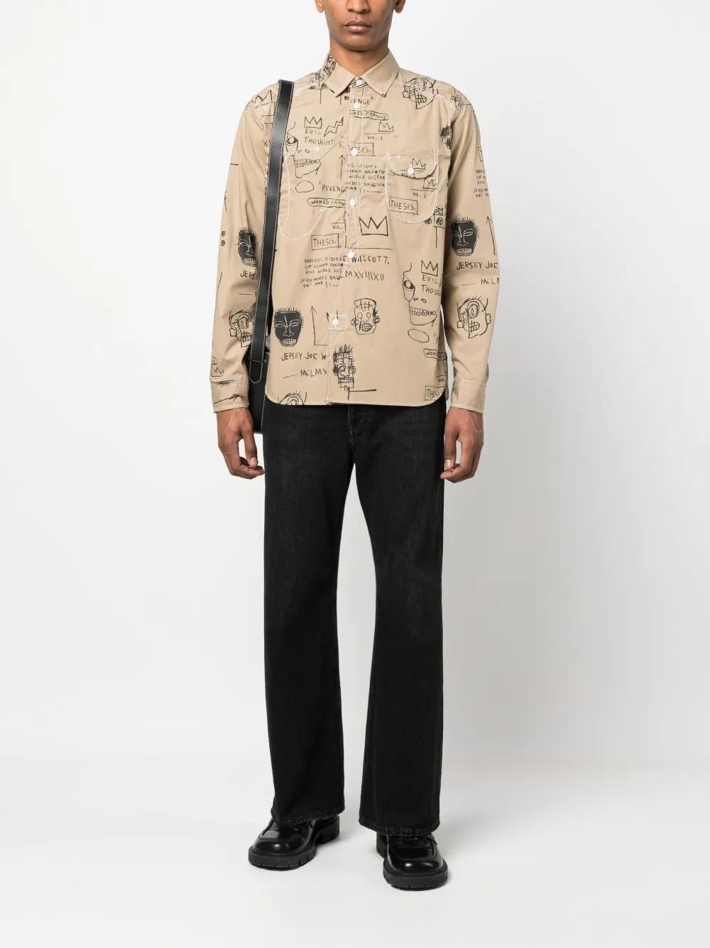 JUNYA WATANABE Graphic-print Cotton Shirt In Beige Product Image