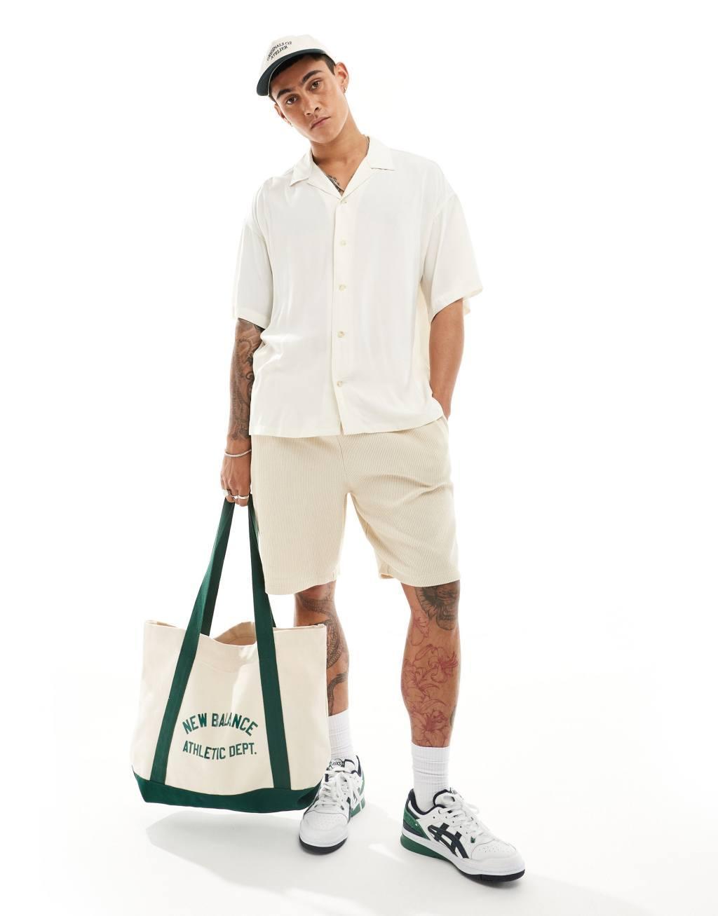 ADPT oversized revere collar shirt in white  Product Image