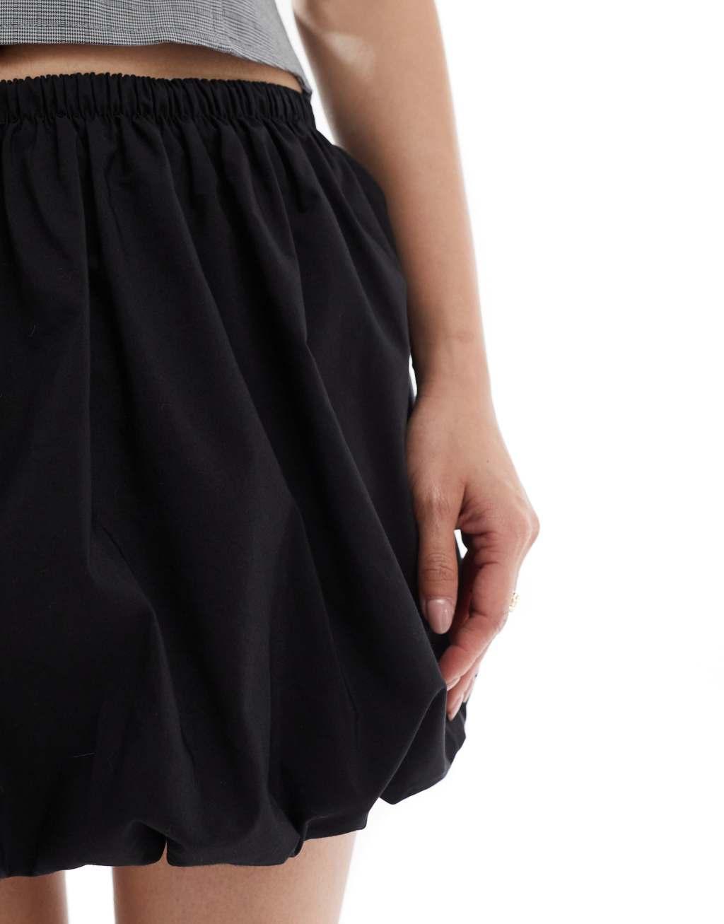Bershka puffball mini skirt in black Product Image
