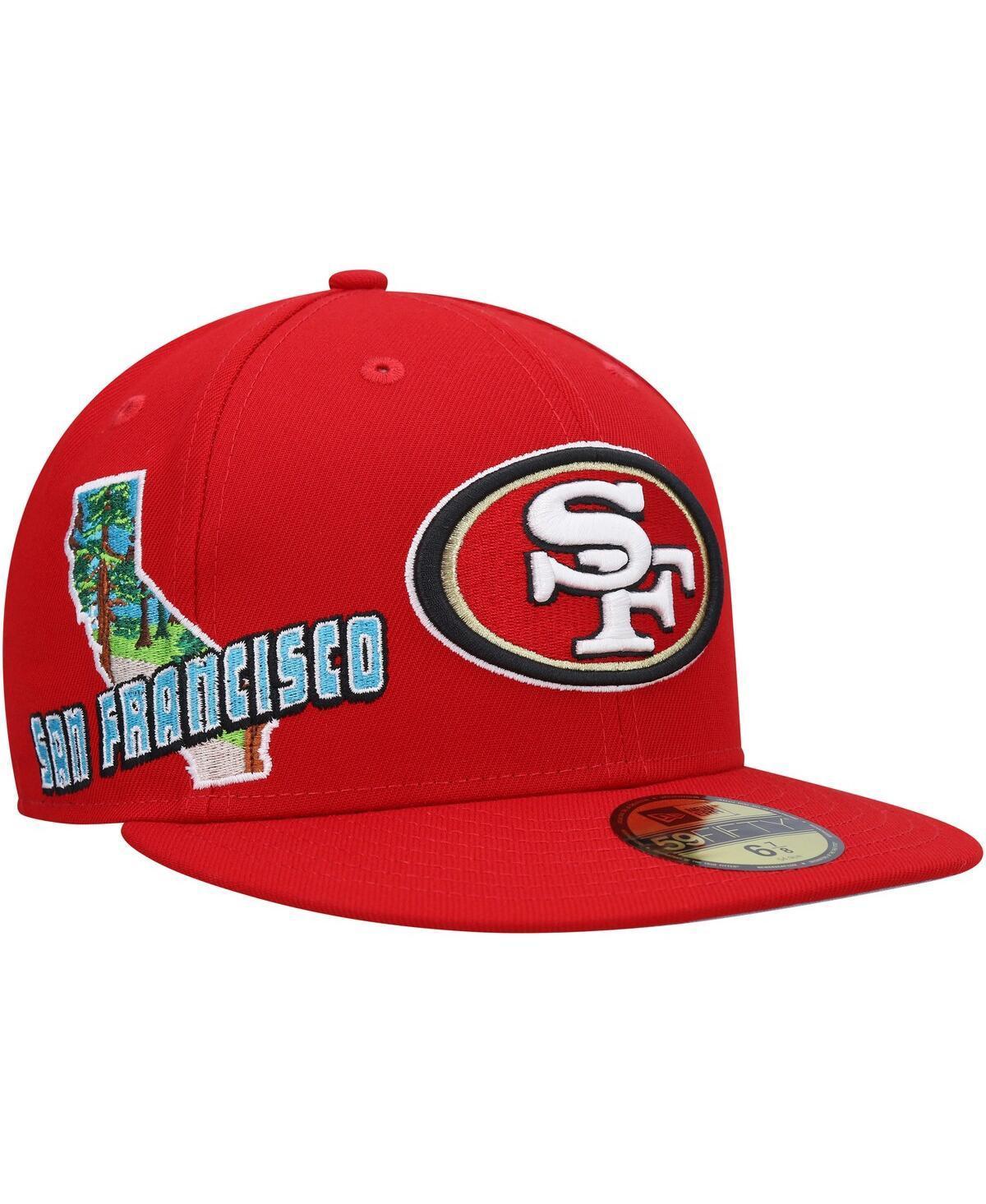 Men's New Era Scarlet San Francisco 49ers Stateview 59FIFTY Fitted Hat, Size: 7 1/8, Red Product Image