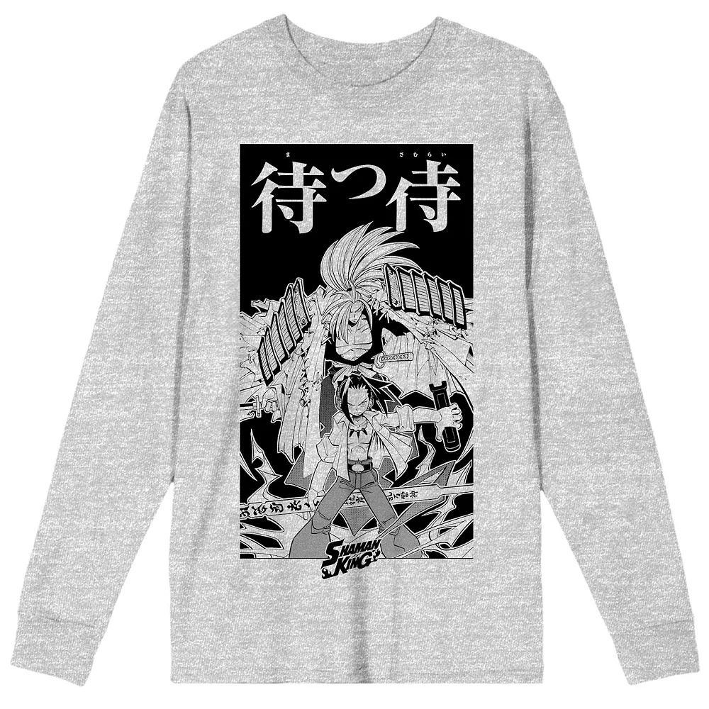 Men's Shaman King Samurai Long Sleeve Graphic Tee, Size: Large, Gray Product Image