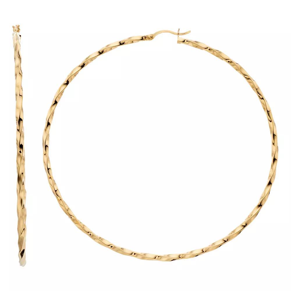 14k Gold Vermeil Twisted 80 mm Hoop Earrings, Women's Product Image