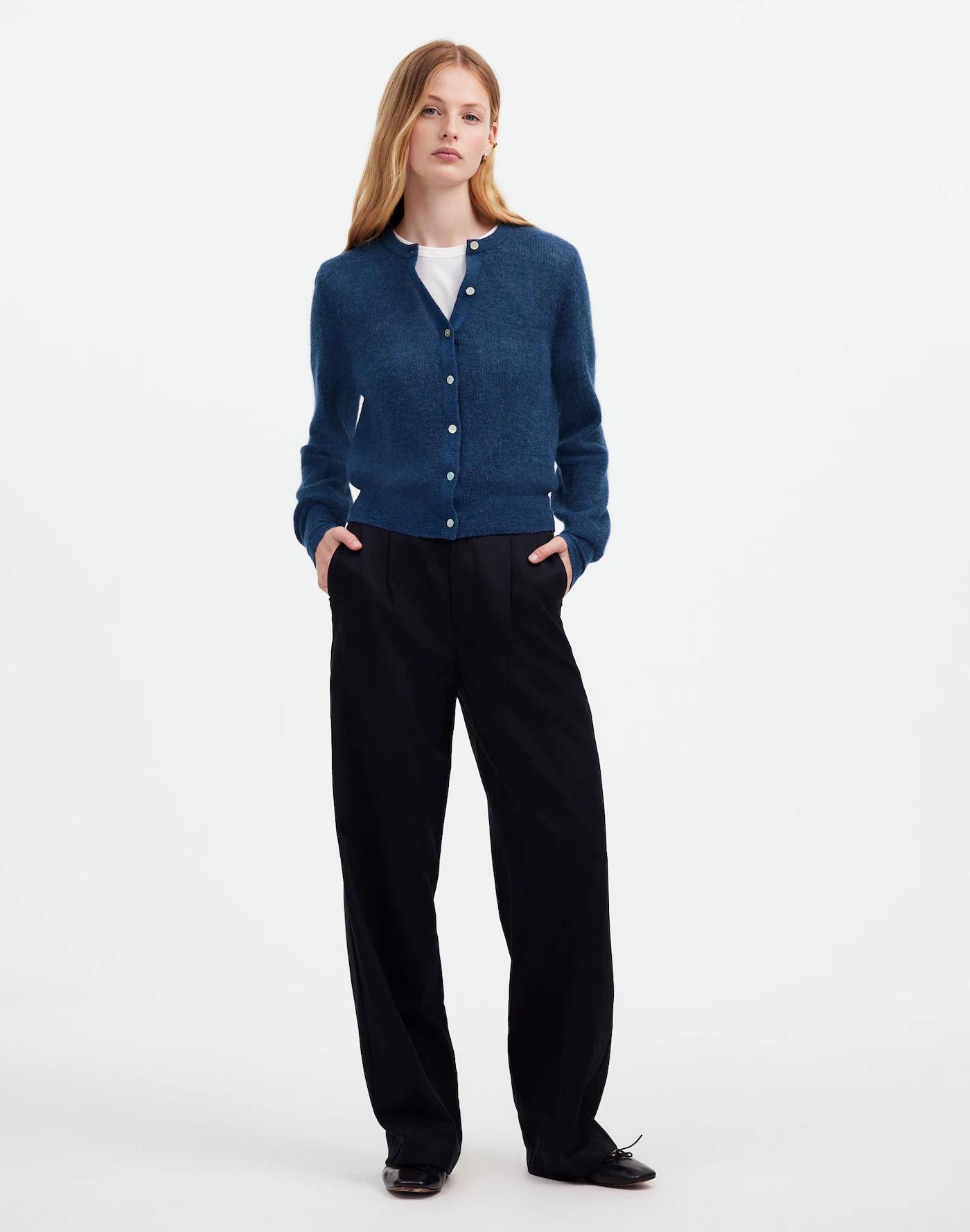 Ribbed Alpaca-Blend Cardigan Sweater Product Image