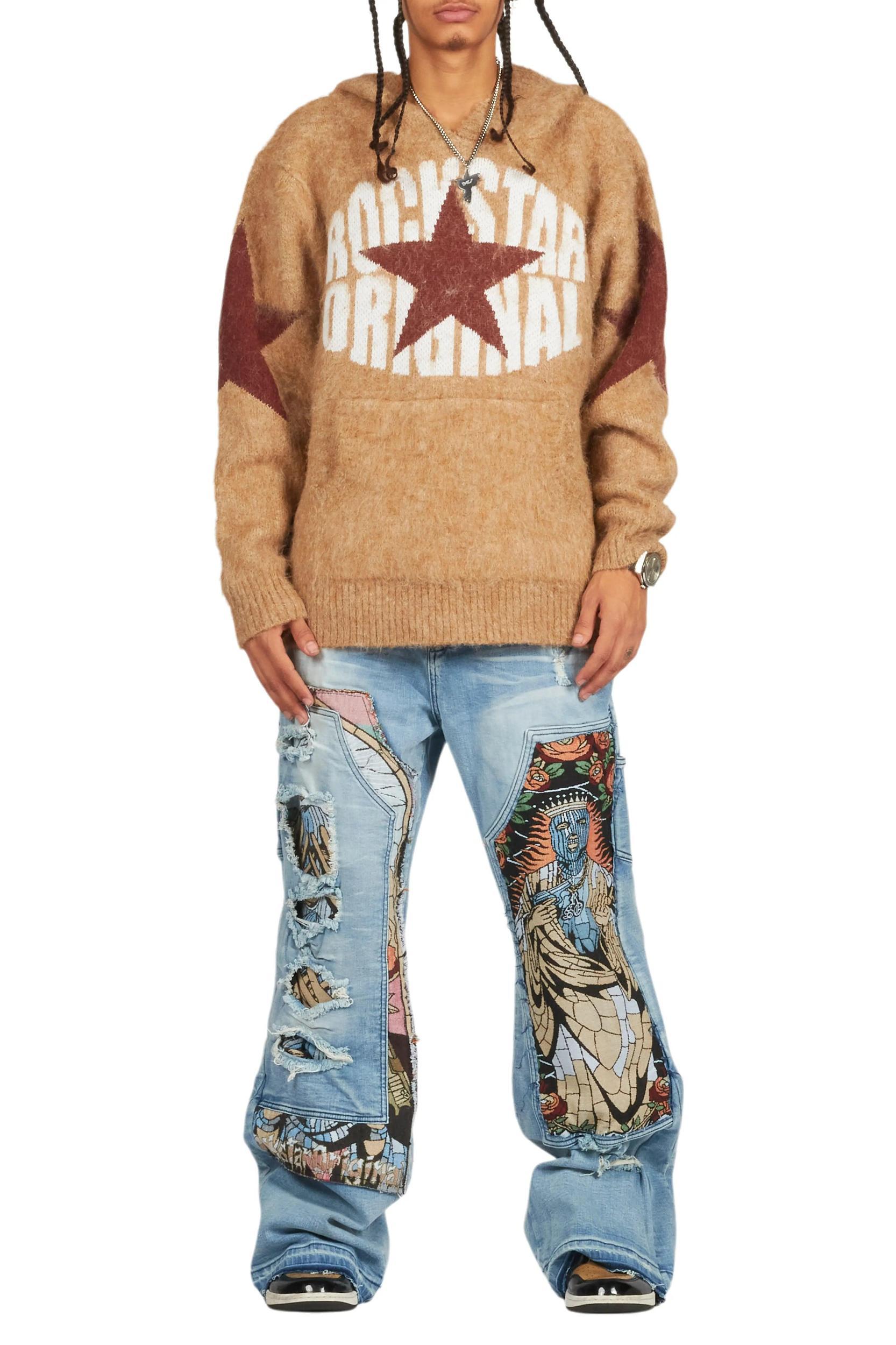Nasheaka Brown Graphic Mohair Hoodie Female Product Image