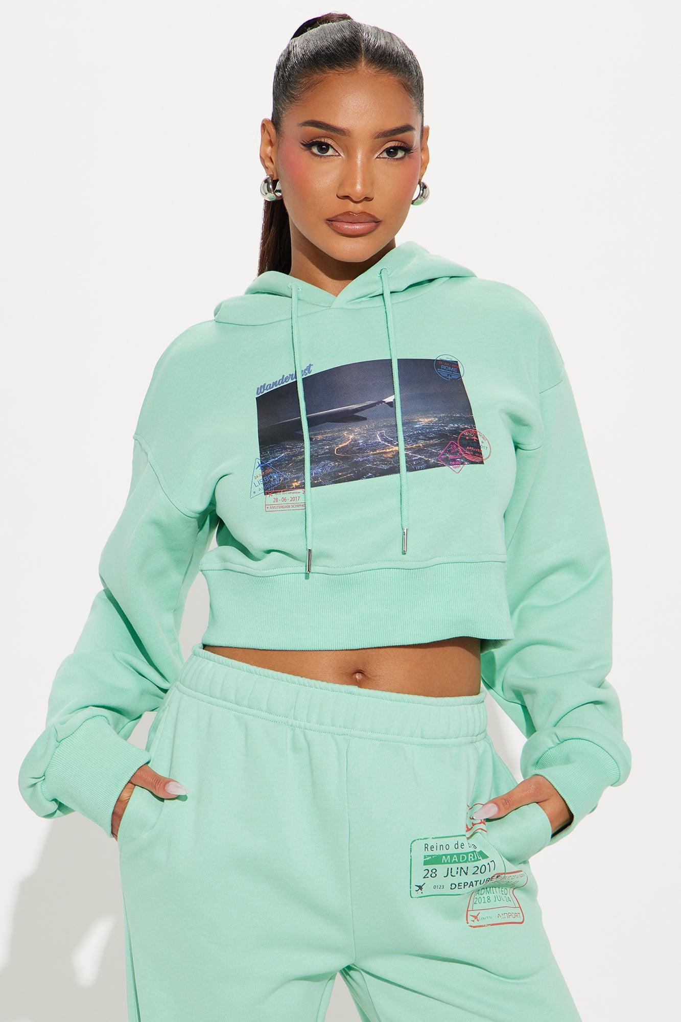 Airport Fit French Terry Pant Set - Mint Product Image