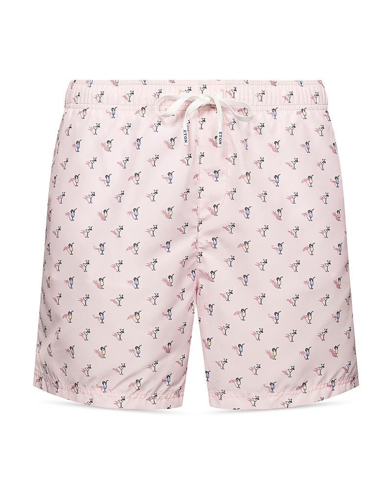 Mens Palm Tree-Print Swim Trunks Product Image