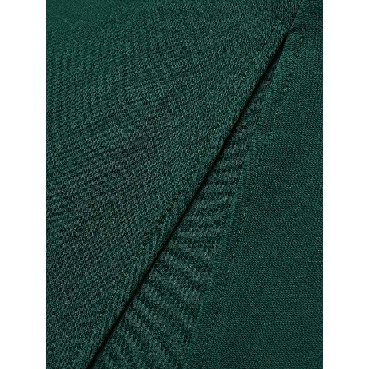 Plus Size Solid Tie Knot Slit Hem Dress DarkGreen Women Formal Tie knot Square Neck Sleeveless Curvy BloomChic 10/M Product Image