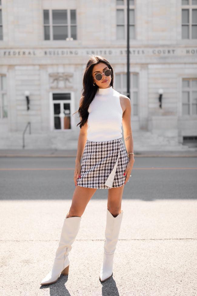 Sweet Escapes Brown Plaid Skort Product Image