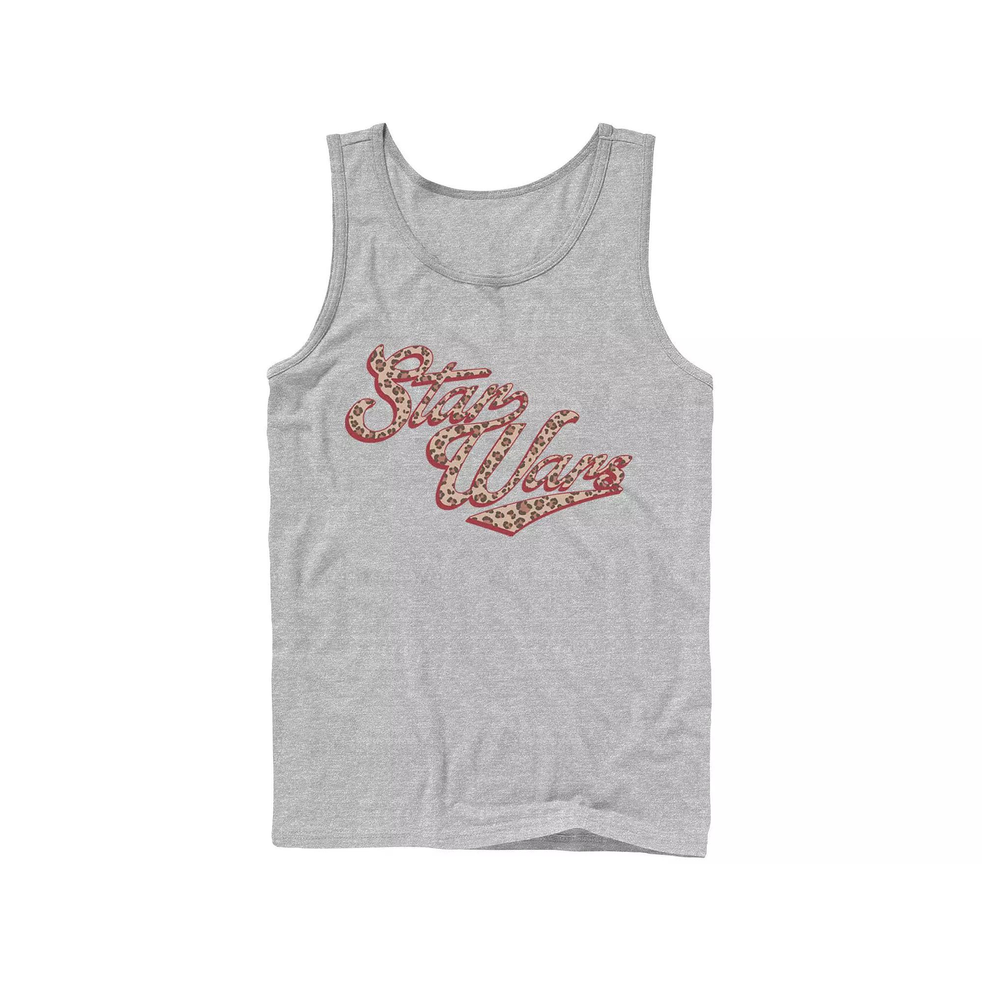 Men's Star Wars Cursive Cheetah Fill Logo Tank Top, Size: Large, Black Product Image