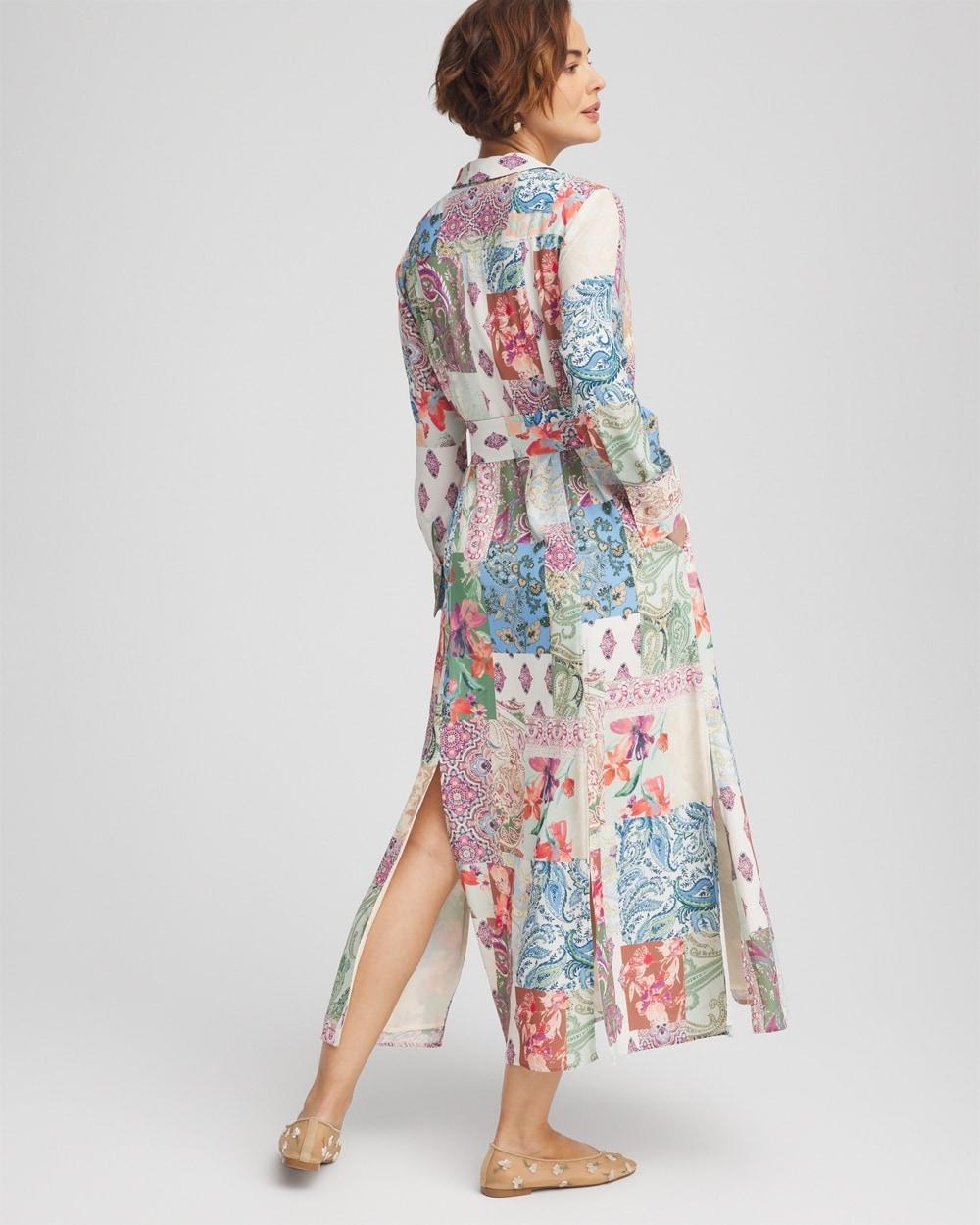 Belted Paisley Patch Maxi Shirtdress Product Image