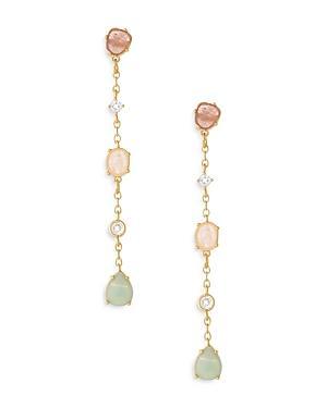 Ettika Earth Stone Mixed Crystal Linear Drop Earrings in 18K Gold Plated Product Image