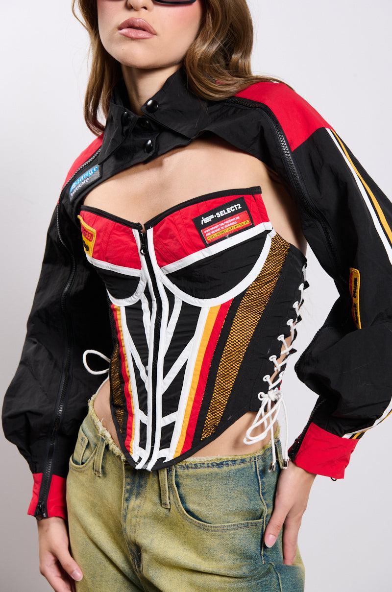 NEED FOR SPEED ZIP UP FRONT CORSET TOP Product Image