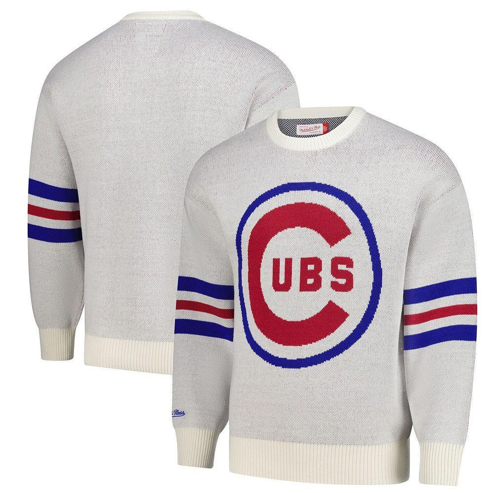 Men's Mitchell & Ness Cream Chicago Cubs Retro Pullover Sweater, Size: Large, Beige Product Image