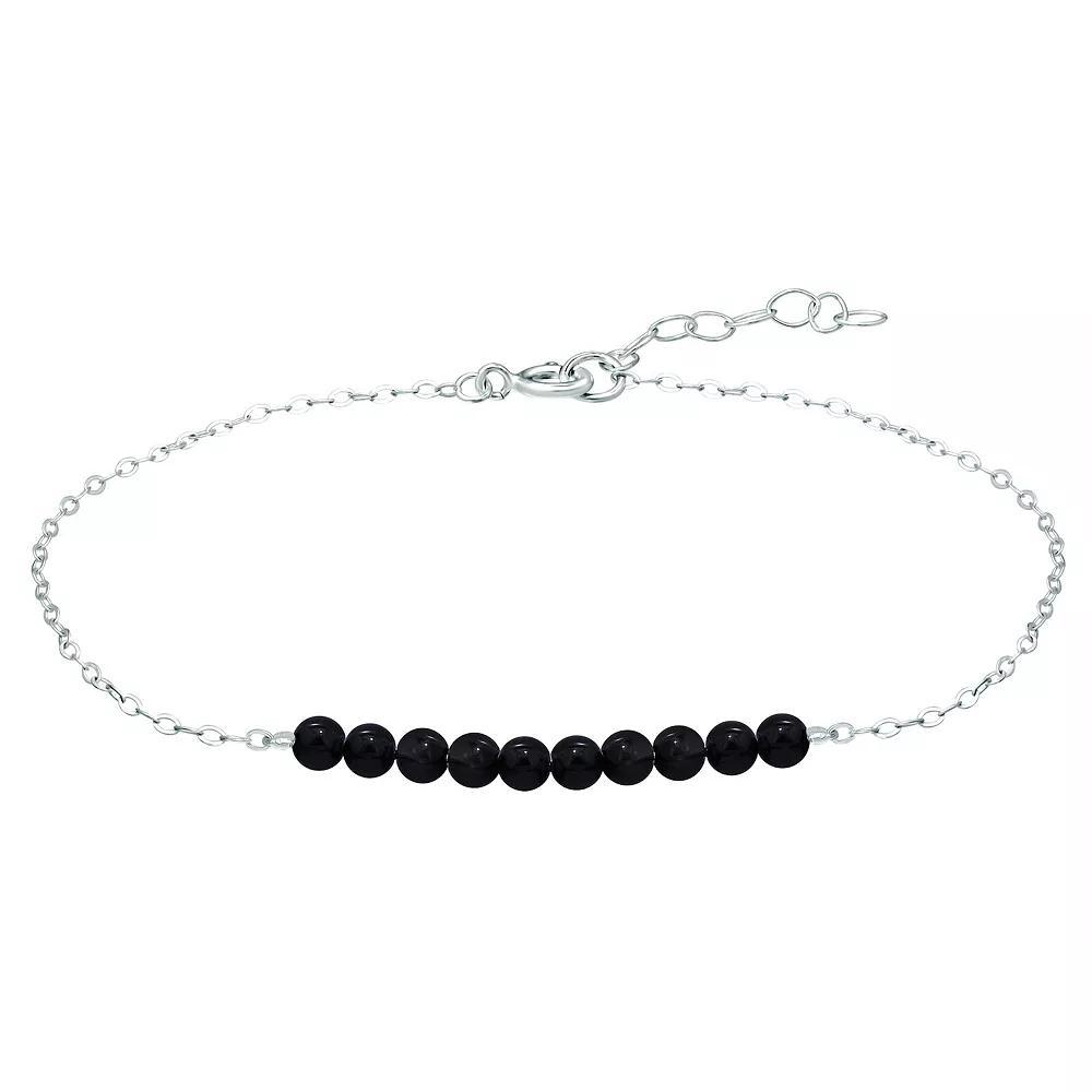 Aleure Precioso Sterling Silver Beaded Anklet, Women's, Size: 9", Black Product Image