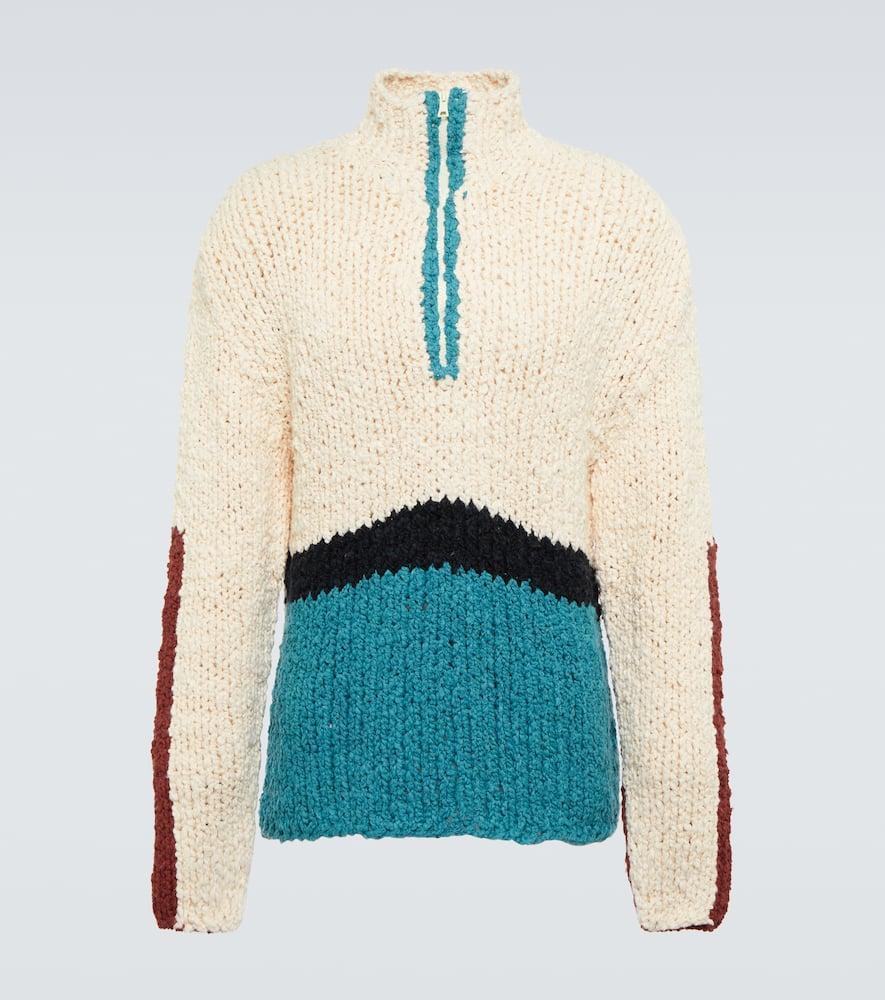 THE ELDER STATESMAN Off-white Organic Cotton Zip-up Sweater In White (100) Product Image