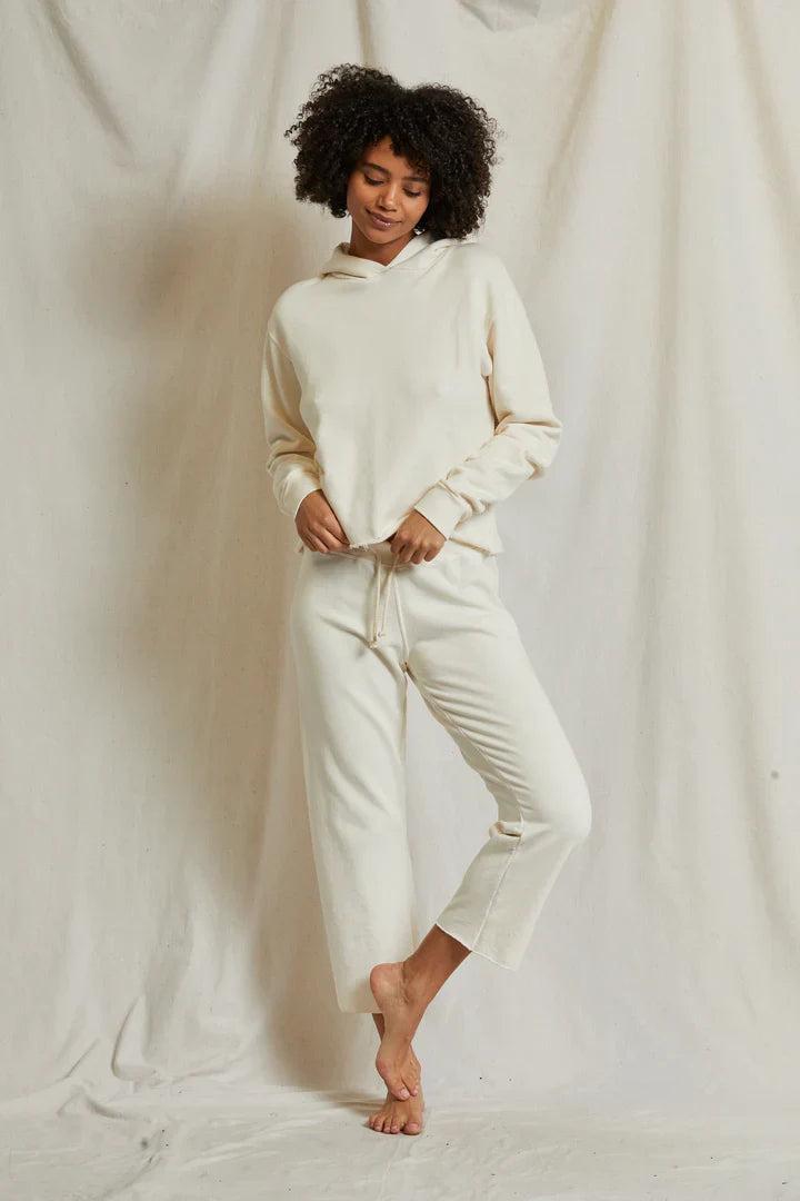 perfectwhitetee Jamaica Beach Fleece Straight Leg Sweatpant in Bright Ivory Product Image