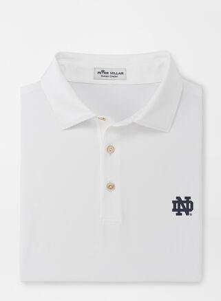 Peter Millar Mens Notre Dame Solid Performance Jersey Polo | Color: White | Size: XXL | ND Product Image
