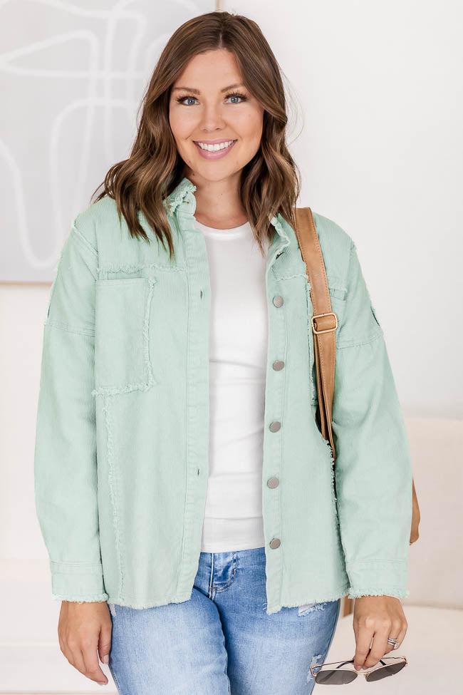 Two Fair Halves Sage Distressed Shacket FINAL SALE Product Image
