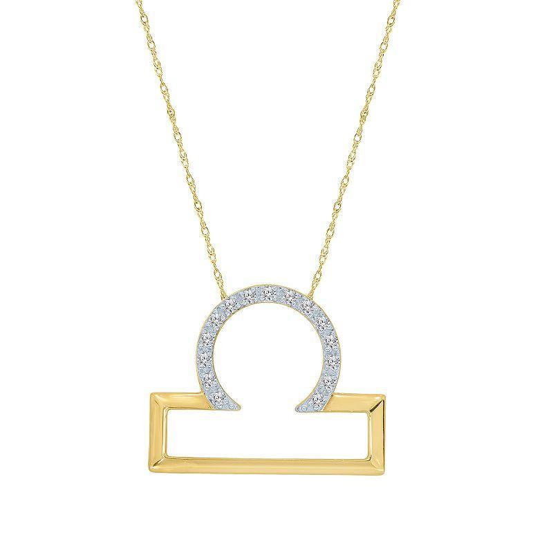 Sterling Silver 1/10 Carat T.W. Diamond Pave Libra Zodiac Pendant Necklace, Women's, Two Tone Product Image