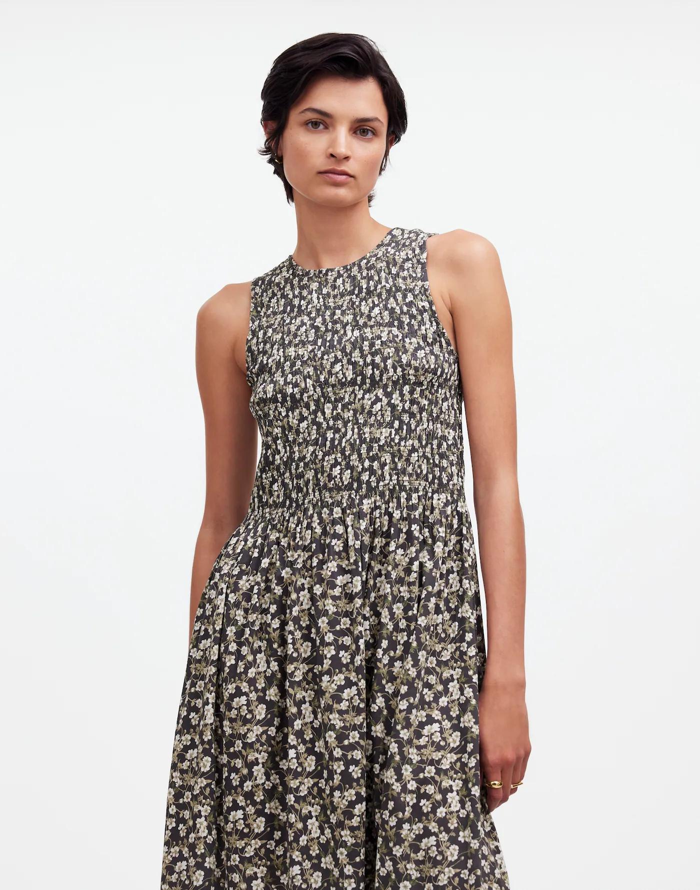 The Petite Melody Smocked Midi Dress in Floral Product Image