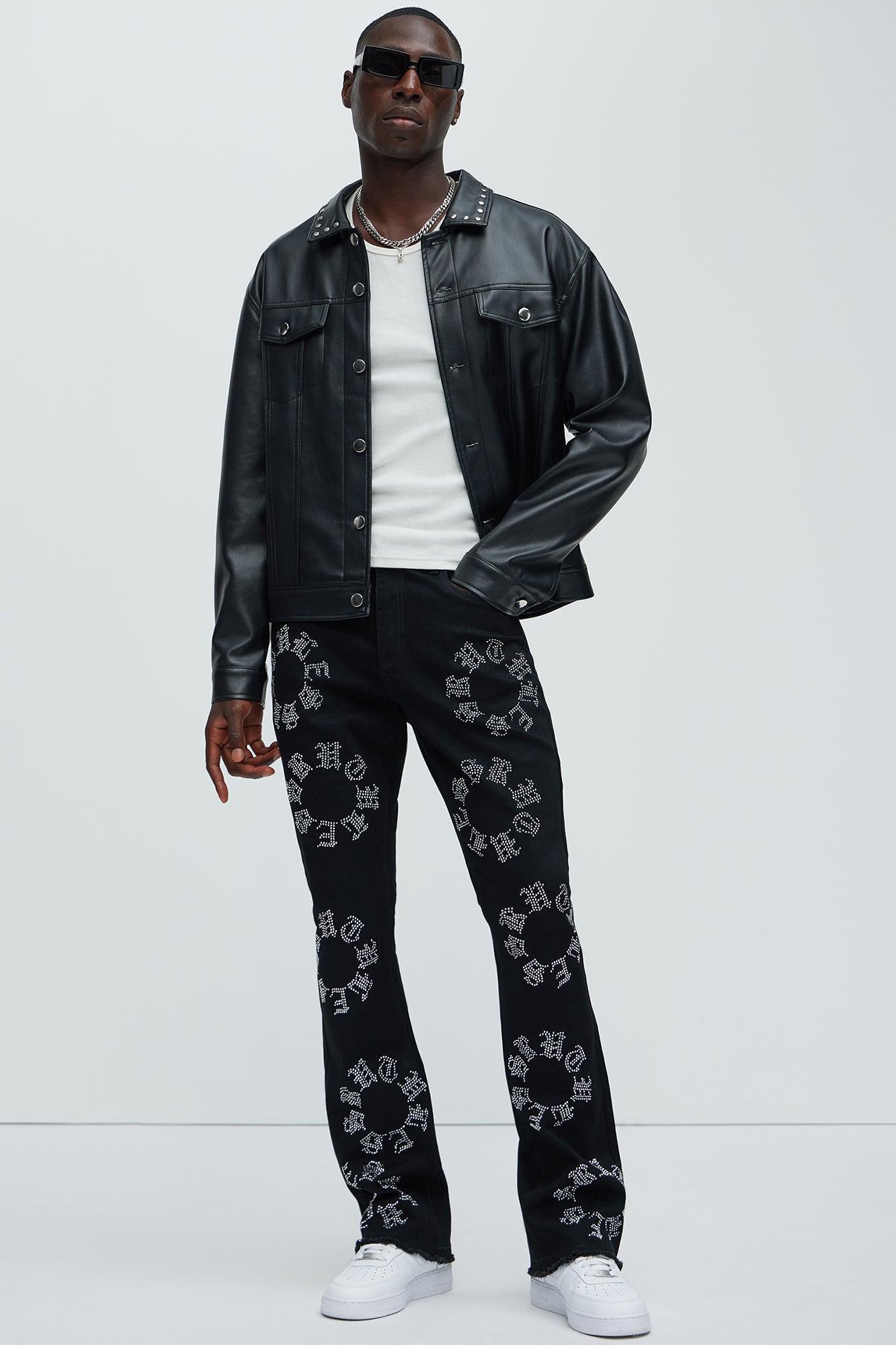 Bling My Line Stacked Skinny Flare Pants - Black/Silver Product Image