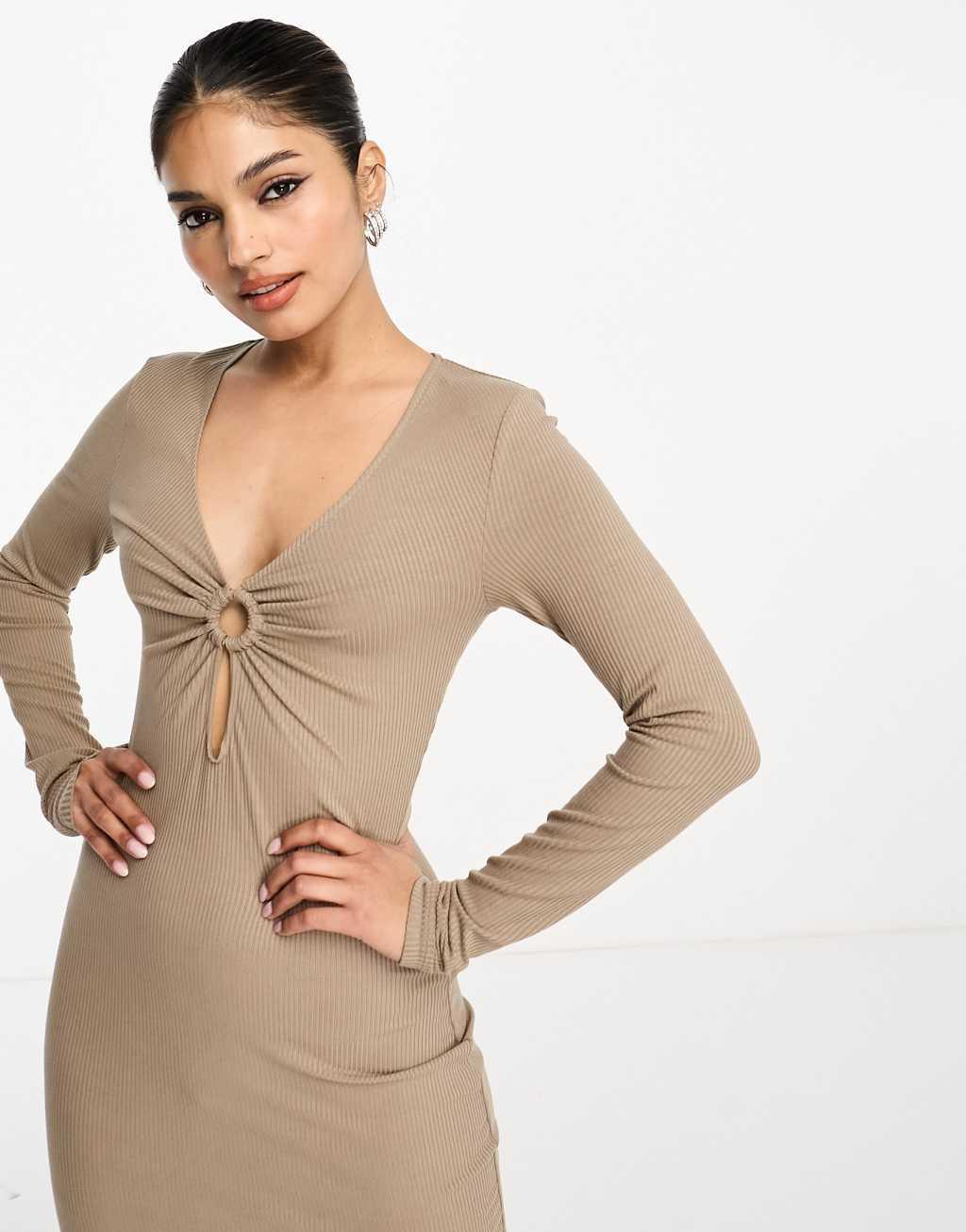 NA-KD ring detail cut out midi dress Product Image