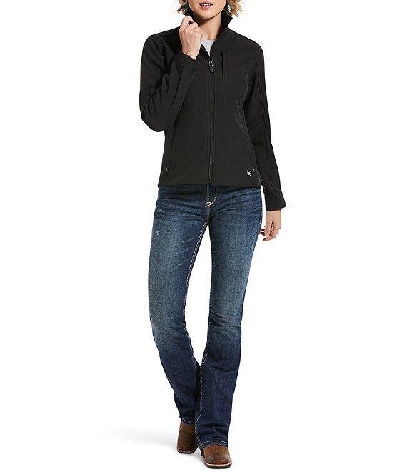 Ariat REAL Shadow Print Long Sleeve Stand Collar Softshell Zip Front Jacket Product Image