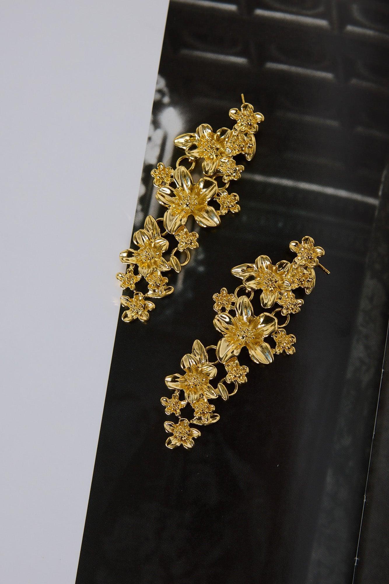 18k Gold Plated Lilly Valley Earrings Gold Product Image