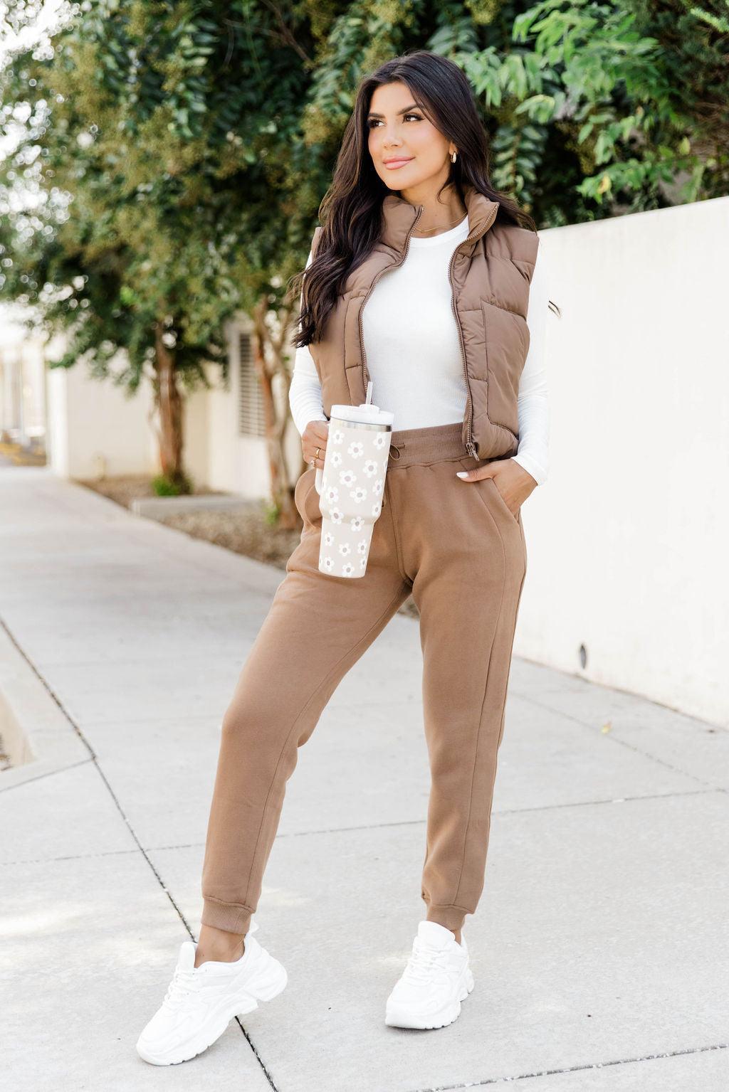 Making It Look Easy Brown Joggers FINAL SALE Product Image