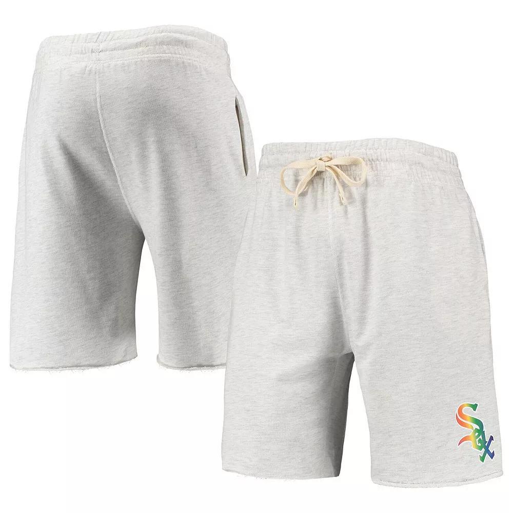 Men's Concepts Sport Oatmeal Chicago White Sox Mainstream Logo Terry Tri-Blend Shorts, Size: 3XL, Team Product Image