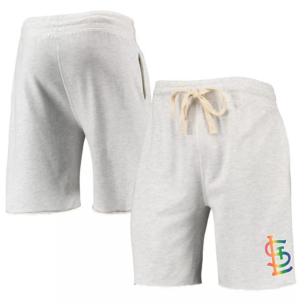 Men's Concepts Sport Oatmeal St. Louis Cardinals Mainstream Logo Terry Tri-Blend Shorts, Size: Large, Team Product Image