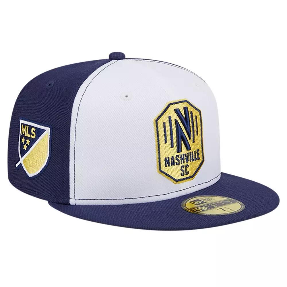 Men's New Era White/Navy Nashville SC 2024 Kick Off Collection 59FIFTY Fitted Hat, Size: 7 1/4, Mls White Product Image