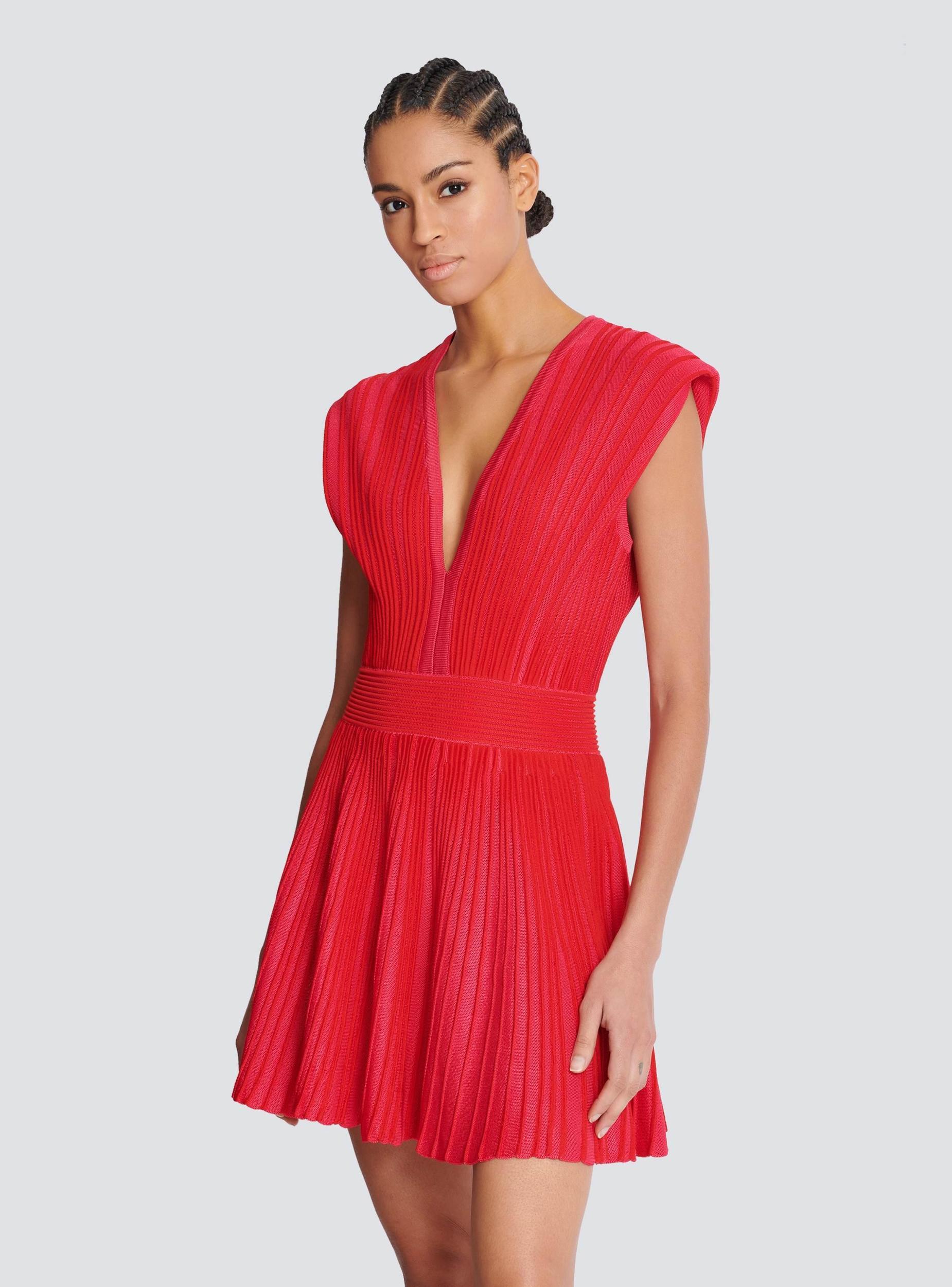 Two-tone flared knit dress Product Image