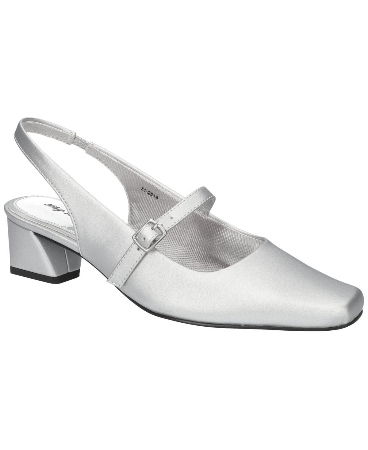 Easy Street Womens Cameo Square Toe Slingback Pumps Blue Satin Product Image