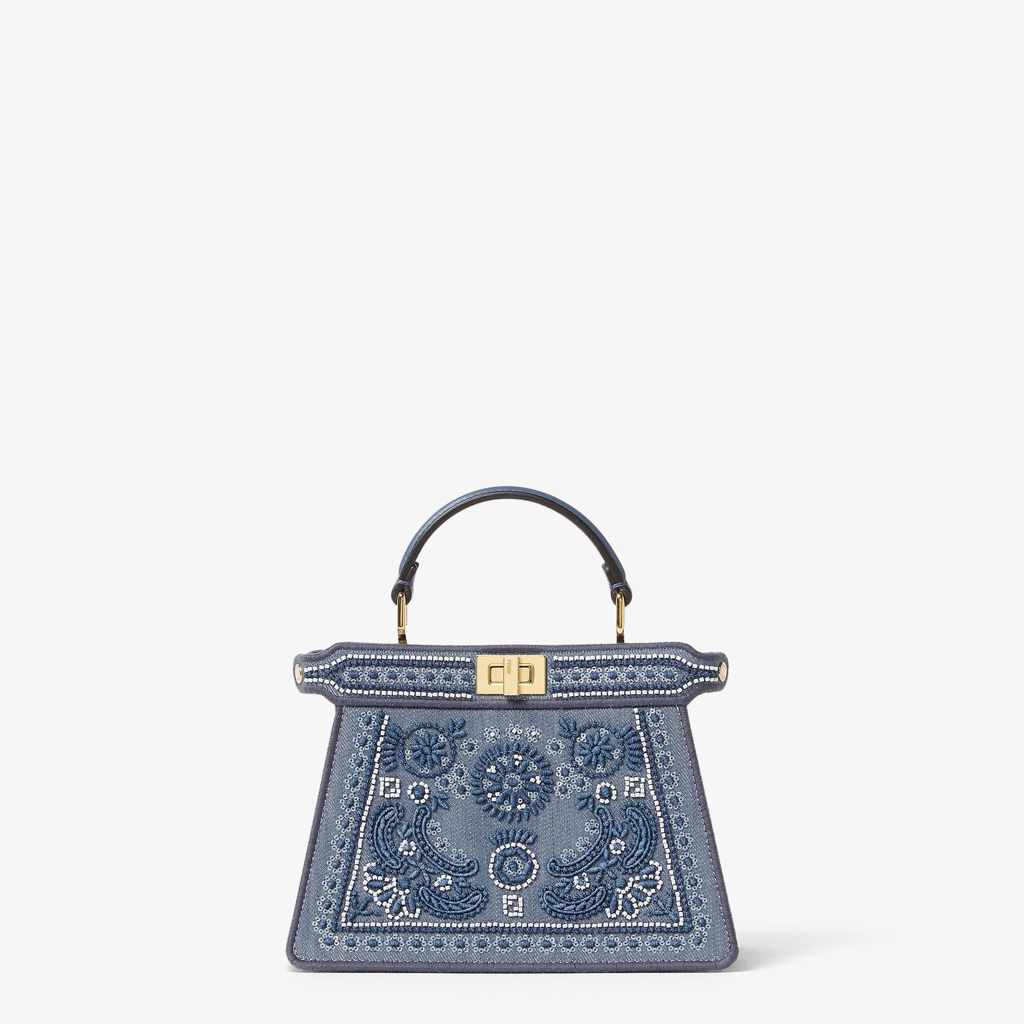 Peekaboo ISeeU PetiteDenim bag with Coral Bandana embroidery Product Image