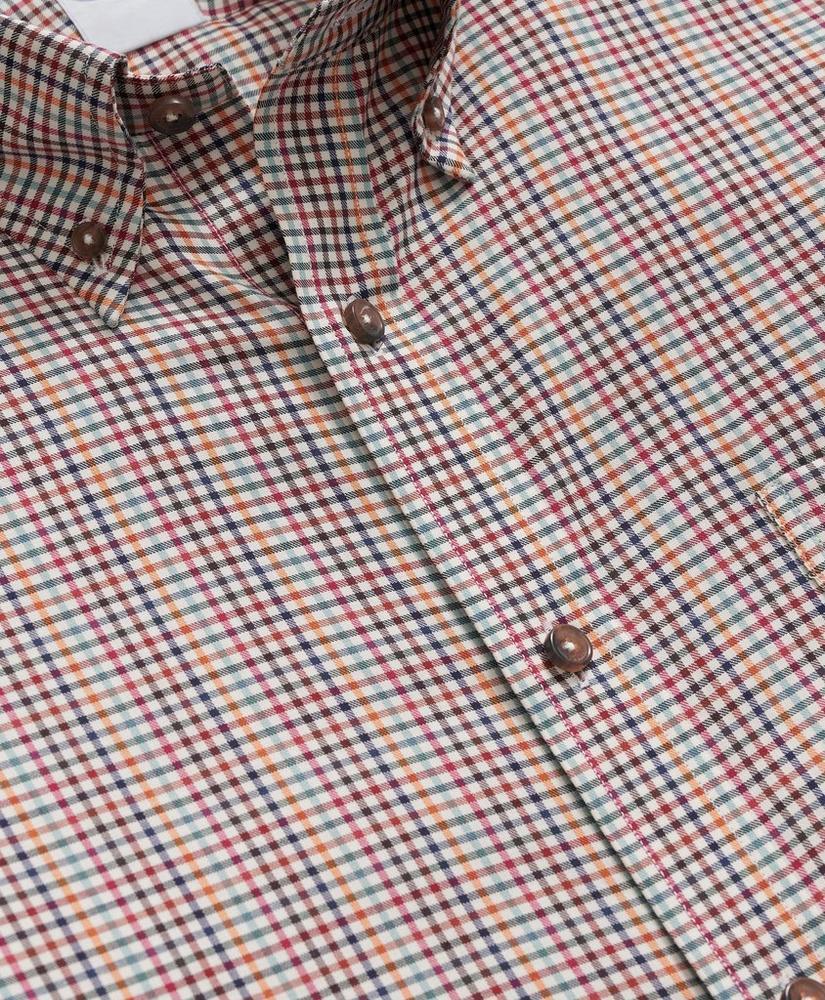 Luxe Cotton Twill Polo Button Down Collar, Mini Checked Shirt Product Image